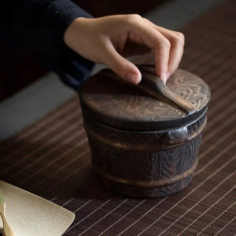 Boite à thé Japonaise Ancienne en Céramique 500ml