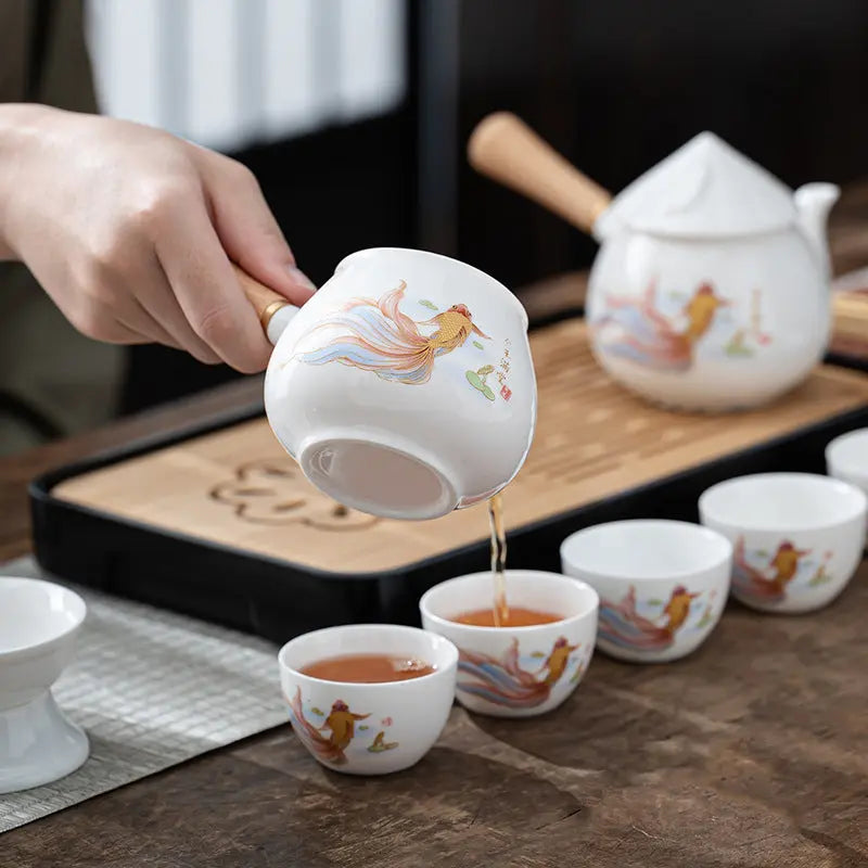 HwaGui Tasse à Thé Chinoise Faite Main En Porcelaine Blanche - Set De 4 Pièces Idéal Pour Le Thé Quotidien Et Cadeaux Élégants