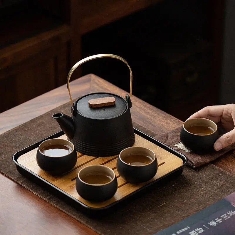 Service à thé Japonais Design Noir en Céramique