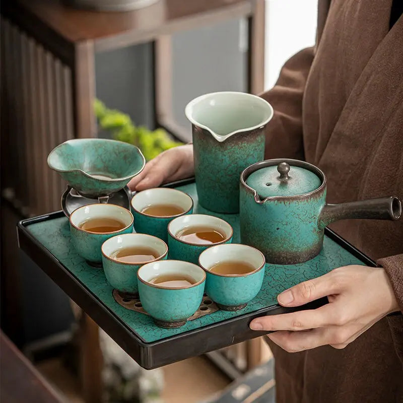 Service À Thé De Voyage En Céramique Noire Avec 2 Tasses - Service À Service À Thé De Voyage En Céramique Noire Avec 2 Tasses - Service À