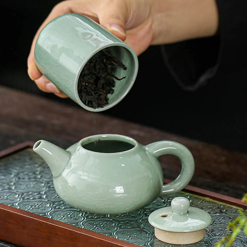 Théière Chinoise En Céramique Rotation 360° - Porcelaine Gongfu Avec Poignée Latérale Et Filtre Fin