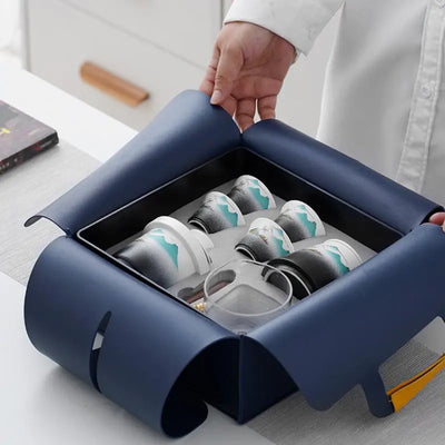 Service à thé japonais transportable en céramique motifs montagnes