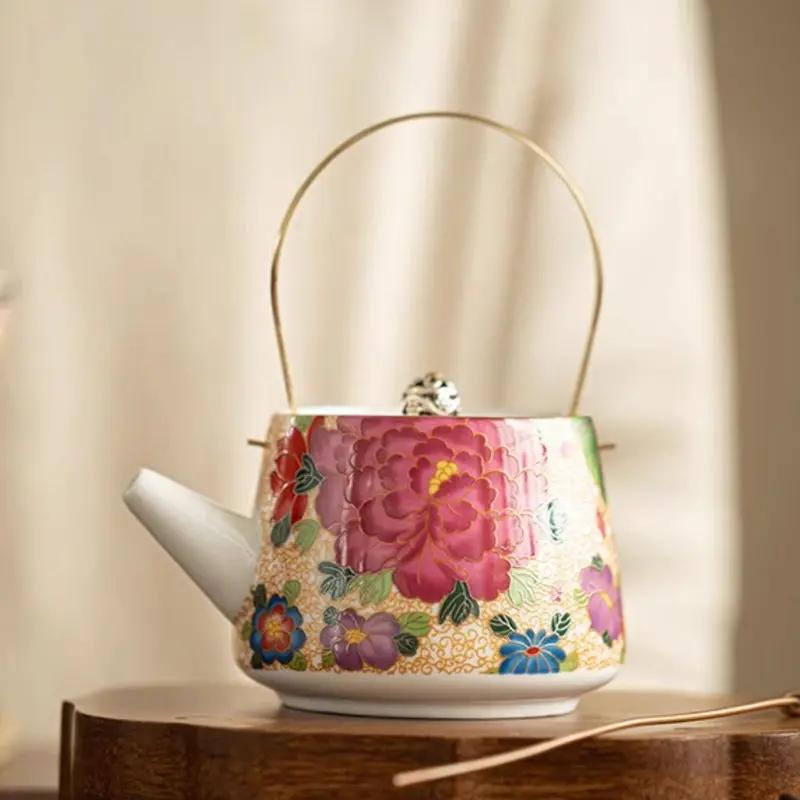 Théière Céramique Finitions Dorées 180ml