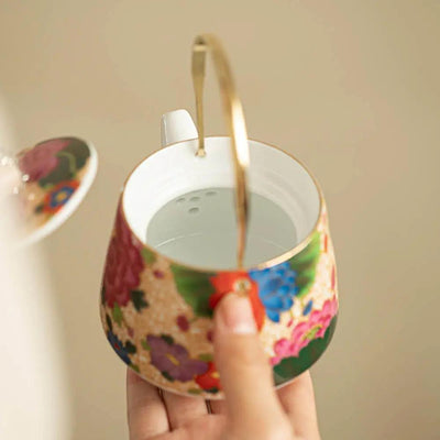 Théière Céramique Finitions Dorées 180ml