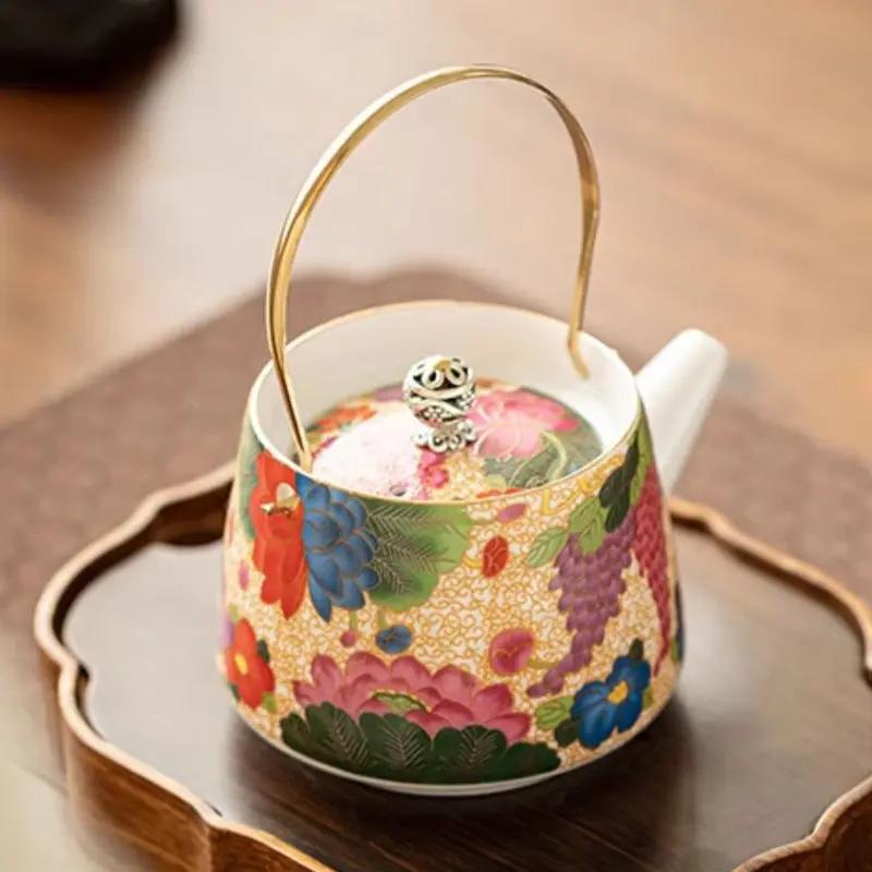 Théière Céramique Finitions Dorées 180ml