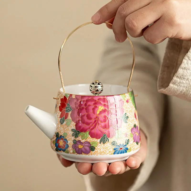 Théière Céramique Finitions Dorées 180ml