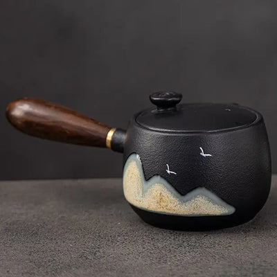 Théière Japonaise Kyusu en Céramique Noire et Design  320ml