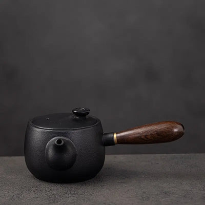 Théière Japonaise Kyusu en Céramique Noire et Design  320ml