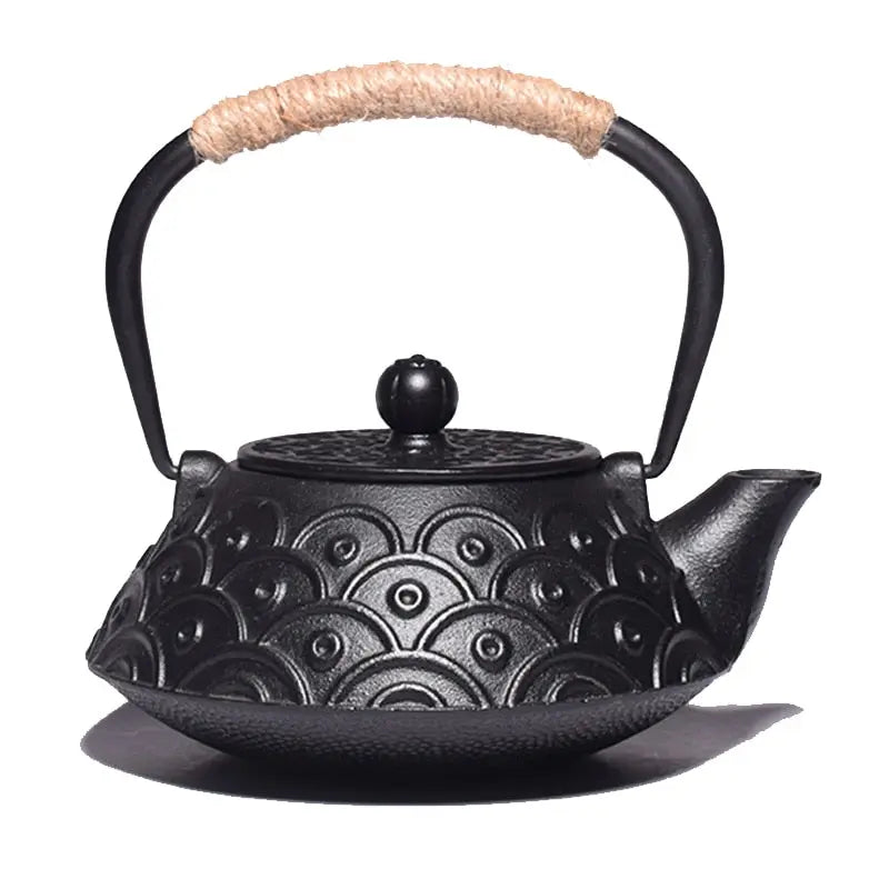 Théière Japonaise Plate en Fonte Motifs Cercles 900ml