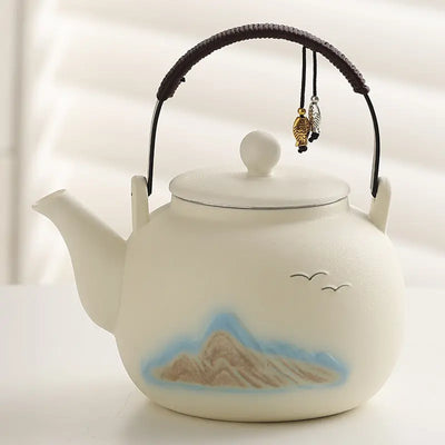 Théière Japonaise en Céramique Montagnes et Oiseaux 1L