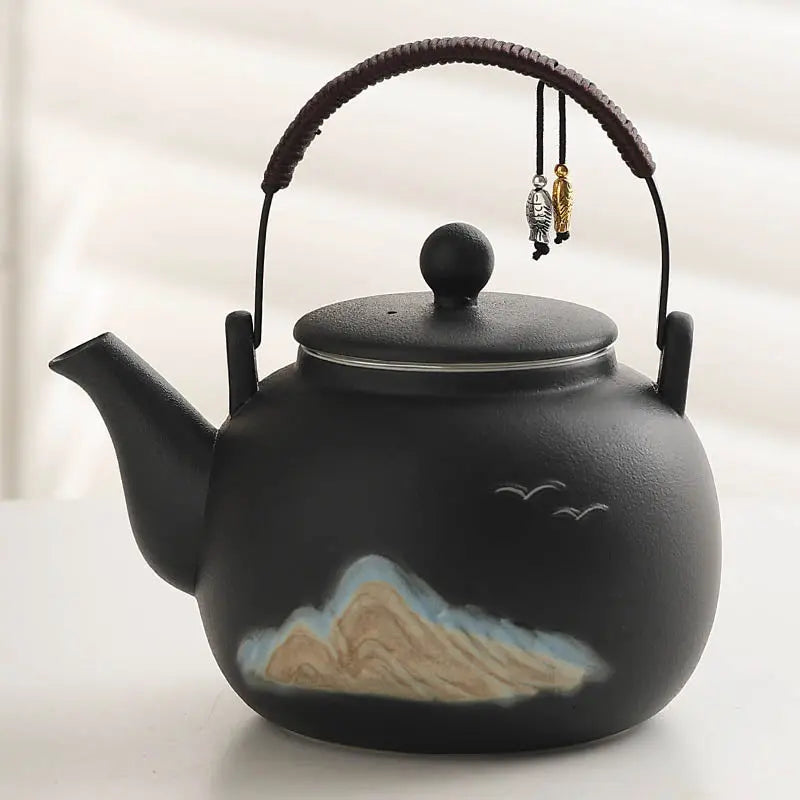 Théière Japonaise en Céramique Montagnes et Oiseaux 1L