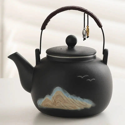Théière Japonaise en Céramique Montagnes et Oiseaux 1L