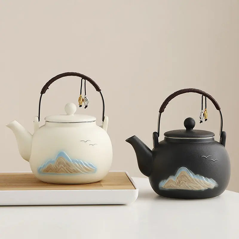 Théière Japonaise en Céramique Montagnes et Oiseaux 1L