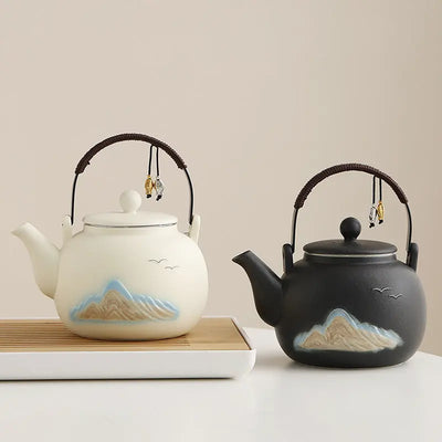 Théière Japonaise en Céramique Montagnes et Oiseaux 1L