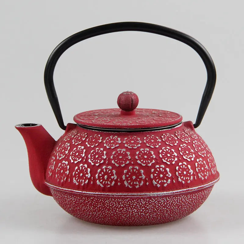 Théière En Fonte Japonaise Dorée Fleurie Théière En Fonte Japonaise Dorée Fleurie