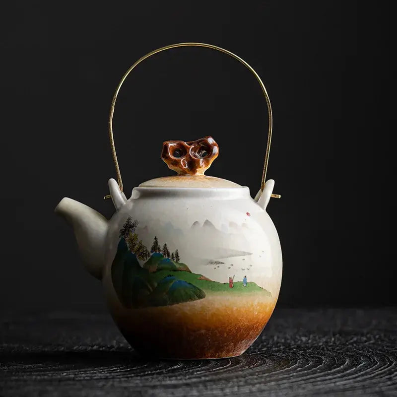 Théière Porcelaine Chinoise Peinture Paysage 300ml