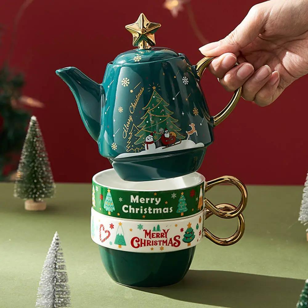 Théière de Noël motif Sapin Merry Christmas