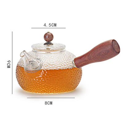 Théière en Verre Poignée en Bois 300ML