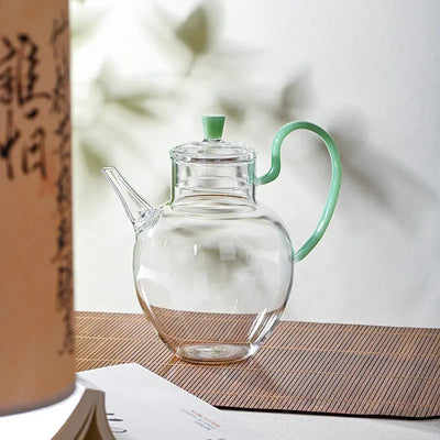 Théière en Verre avec Anse Colorée 600ml