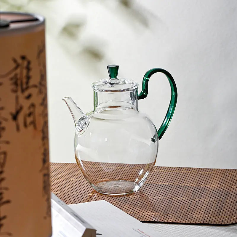 Théière en Verre avec Anse Colorée 600ml