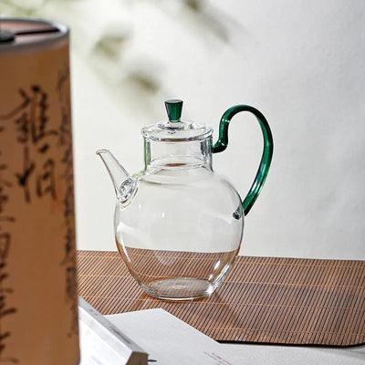 Théière en Verre avec Anse Colorée 600ml