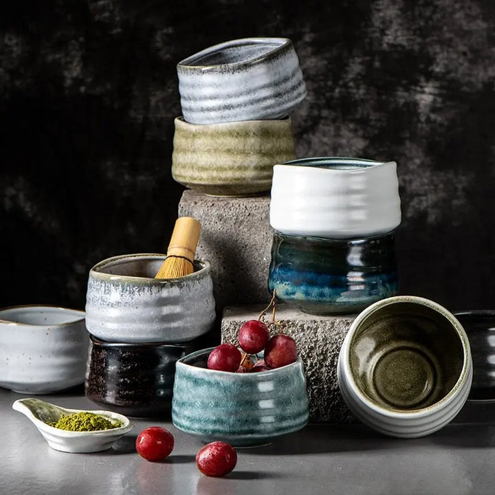 Bol à Matcha Traditionnel Japonais (Chawan) En 2 Parties - Céramique Blanche Avec Bec Verseur Et Support Pour Fouet - Capacité 560 Ml - 7