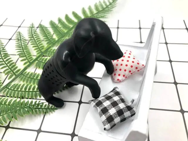 2 Infuseurs à Thé En Silicone Forme Chiot 3D - Filtre à Thé Détachable, Résistant à La Chaleur - Noir Et Gris