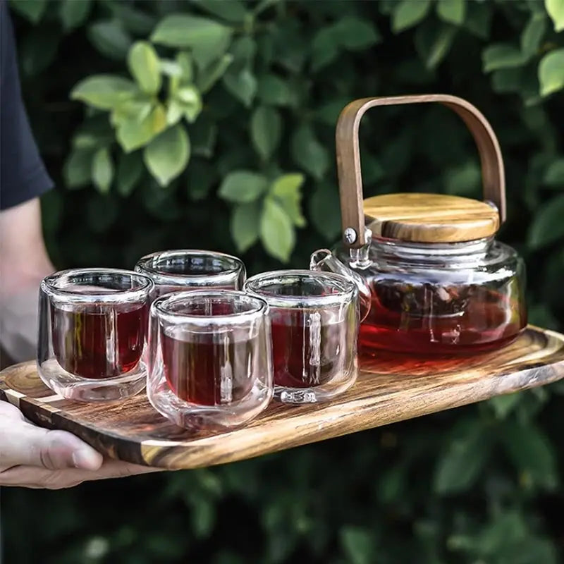 Théière en verre avec couvercle en bois d'acacia 500ml SOPHIA