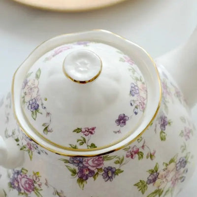 Théière Anglaise Fleurs Violettes en Porcelaine 1.5L