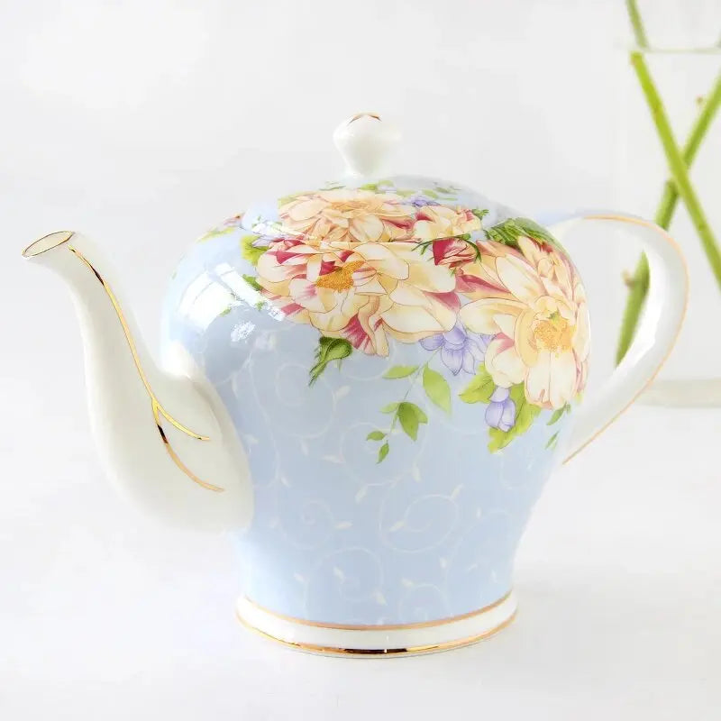 Théière Anglaise Originale Bleue en Porcelaine 1.4L