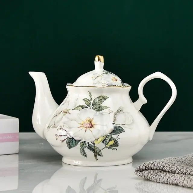 Théière Anglaise en Porcelaine Fleurs Blanches 400ML