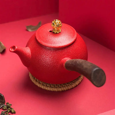 Théière Chinoise Kyusu Rouge en Céramique 240ML