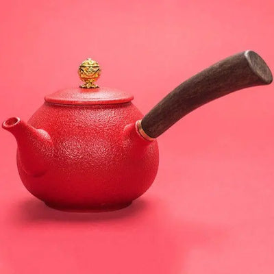 Théière Chinoise Kyusu Rouge en Céramique 240ML