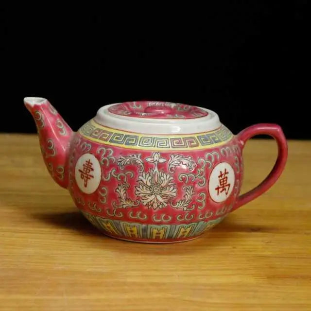 Théière Chinoise en Porcelaine Rouge Traditionnelle 500ML