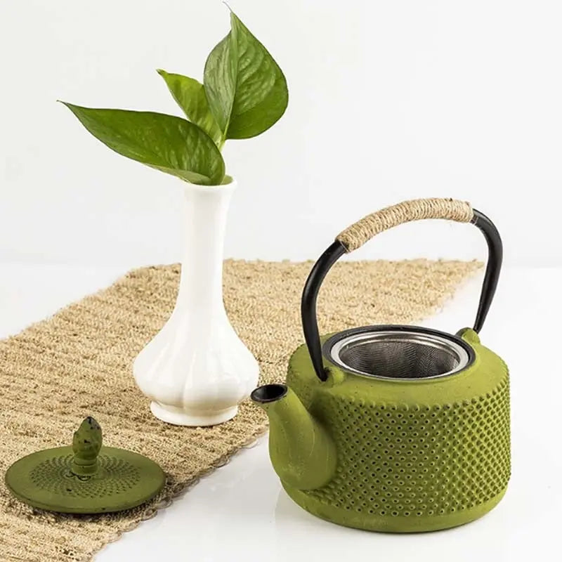 Théière Japonaise En Fonte émaillée KADAX 850 Ml - Avec 2 Tasses Et Infuseur - Service à Thé Complet (Jaune)