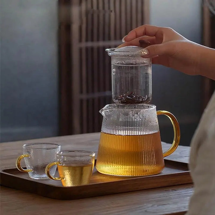 Théière En Verre Borosilicate 1,5L Avec Infuseur Amovible - Résistante à La Chaleur Pour Thé En Feuilles Théière En Verre Borosilicate 1,5L Avec Infuseur Amovible - Résistante à La Chaleur Pour Thé En Feuilles