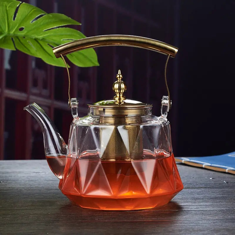 Théière En Verre 1L Avec Infuseur Inox Amovible – Verre Borosilicaté Résistant, Bec Anti-goutte | Parfaite Pour Thé En Vrac, Tisanes, Thé Aux Fruits