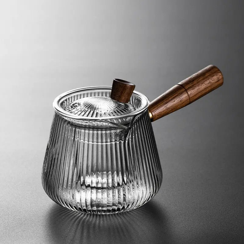 Théière en Verre Poignée en Bois Latérale 400ML