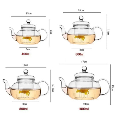 Théière en Verre Ronde et Infuseur 400ML - 1L